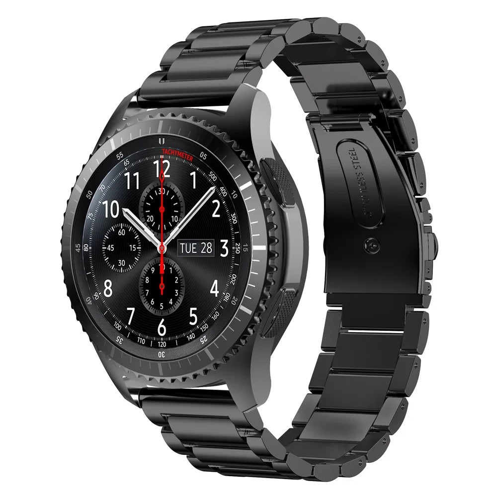 22mm Universal Classic Stainless Steel Watch Band for Samsung Gear S3 Frontier/Garmin Active Etc - Black - 4