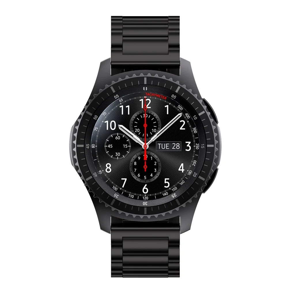 22mm Universal Classic Stainless Steel Watch Band for Samsung Gear S3 Frontier/Garmin Active Etc - Black - 6