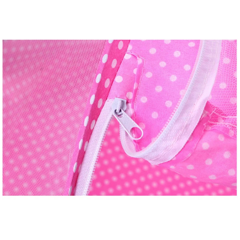Baby Portable Folding Mosquito Net with Cotton-padded Mattress and Pillow - Pink - 4