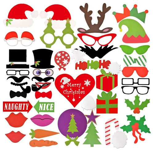 50PCS Photo Booth Props DIY Kit for Wedding Birthday Christmas - 1