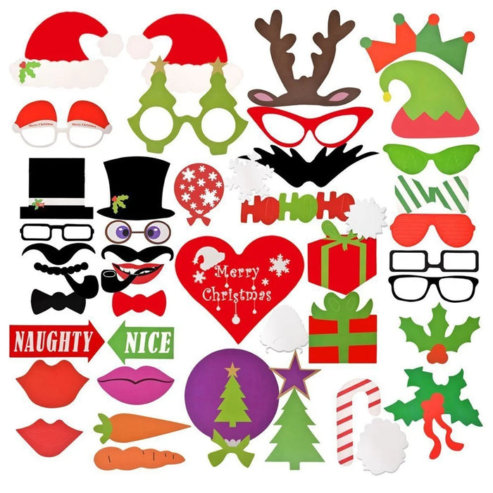 50PCS Photo Booth Props DIY Kit for Wedding Birthday Christmas - 1