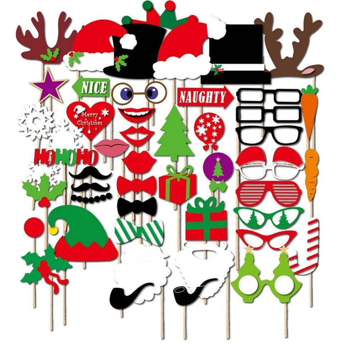 50PCS Photo Booth Props DIY Kit for Wedding Birthday Christmas - 6