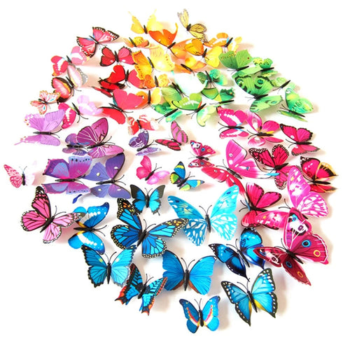 24 Pcs/Set Stereoscopic Simulative Magnetic Butterfly Wall Sticker - Rainbow - 1