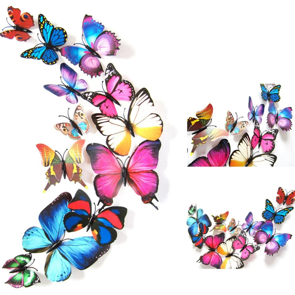24 Pcs/Set Stereoscopic Simulative Magnetic Butterfly Wall Sticker - Rainbow - 2