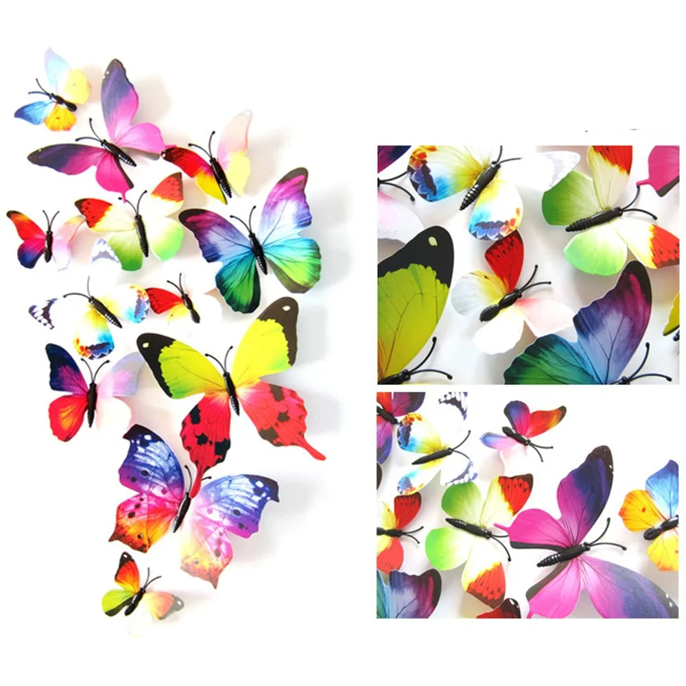 24 Pcs/Set Stereoscopic Simulative Magnetic Butterfly Wall Sticker - Rainbow - 3