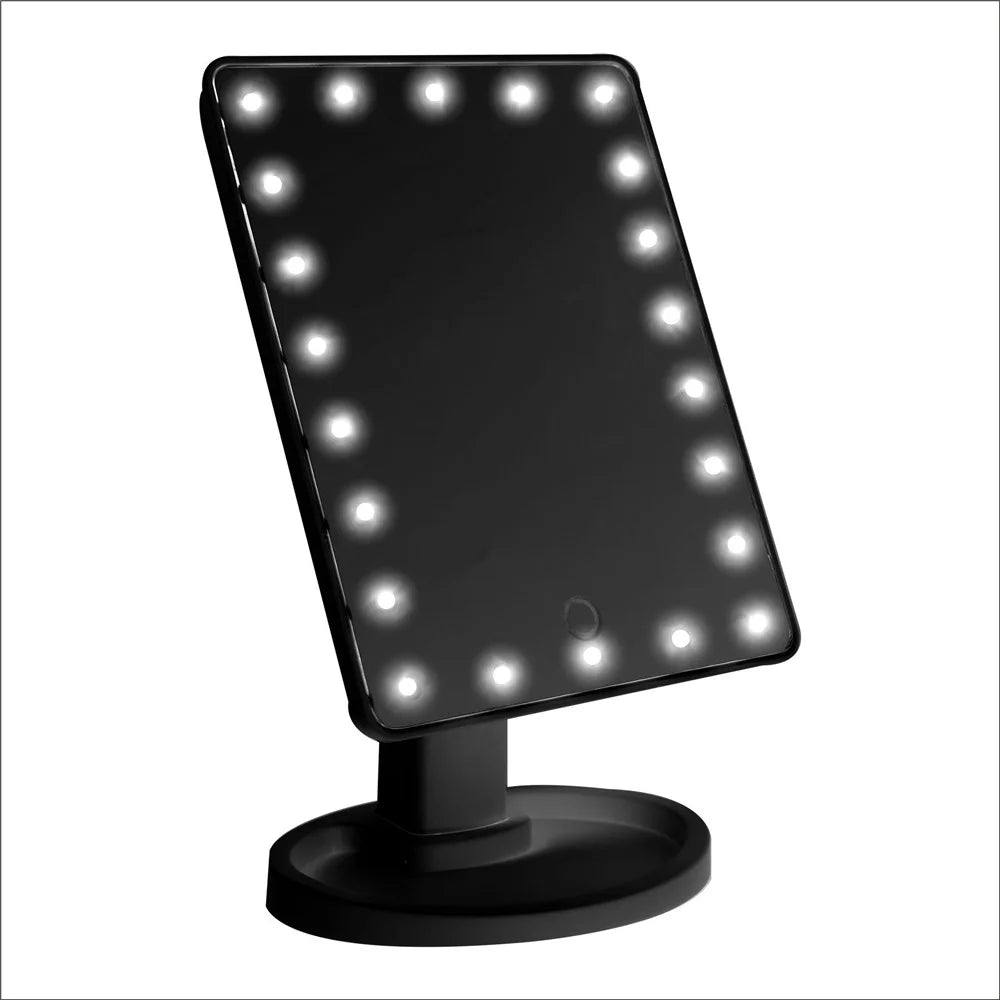 Women's Touch Control LED Cosmetic Mirror Gift with Organizer Stand - Black - 1