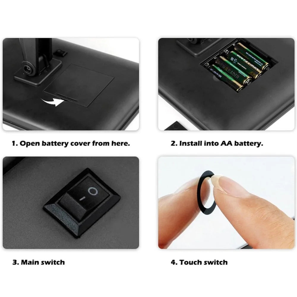 Women's Touch Control LED Cosmetic Mirror Gift with Organizer Stand - Black - 2