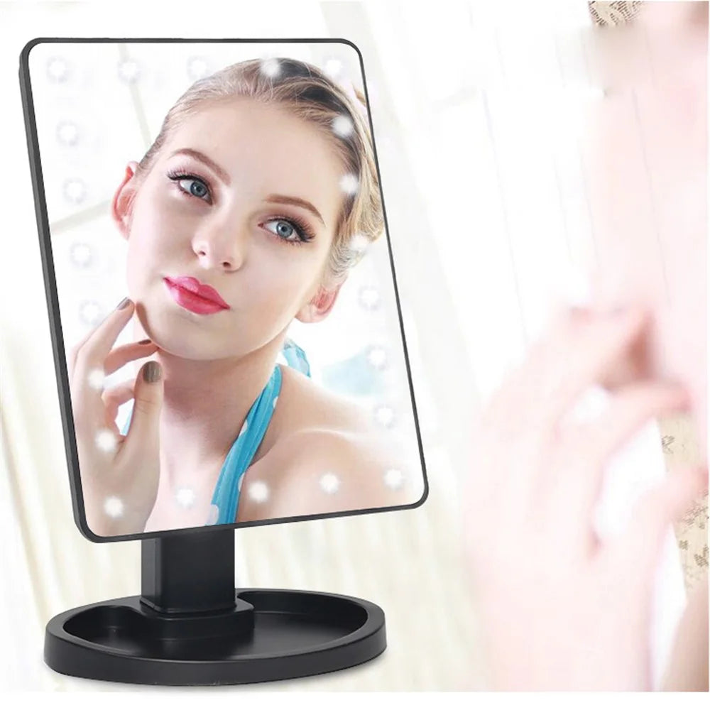 Women's Touch Control LED Cosmetic Mirror Gift with Organizer Stand - Black - 3