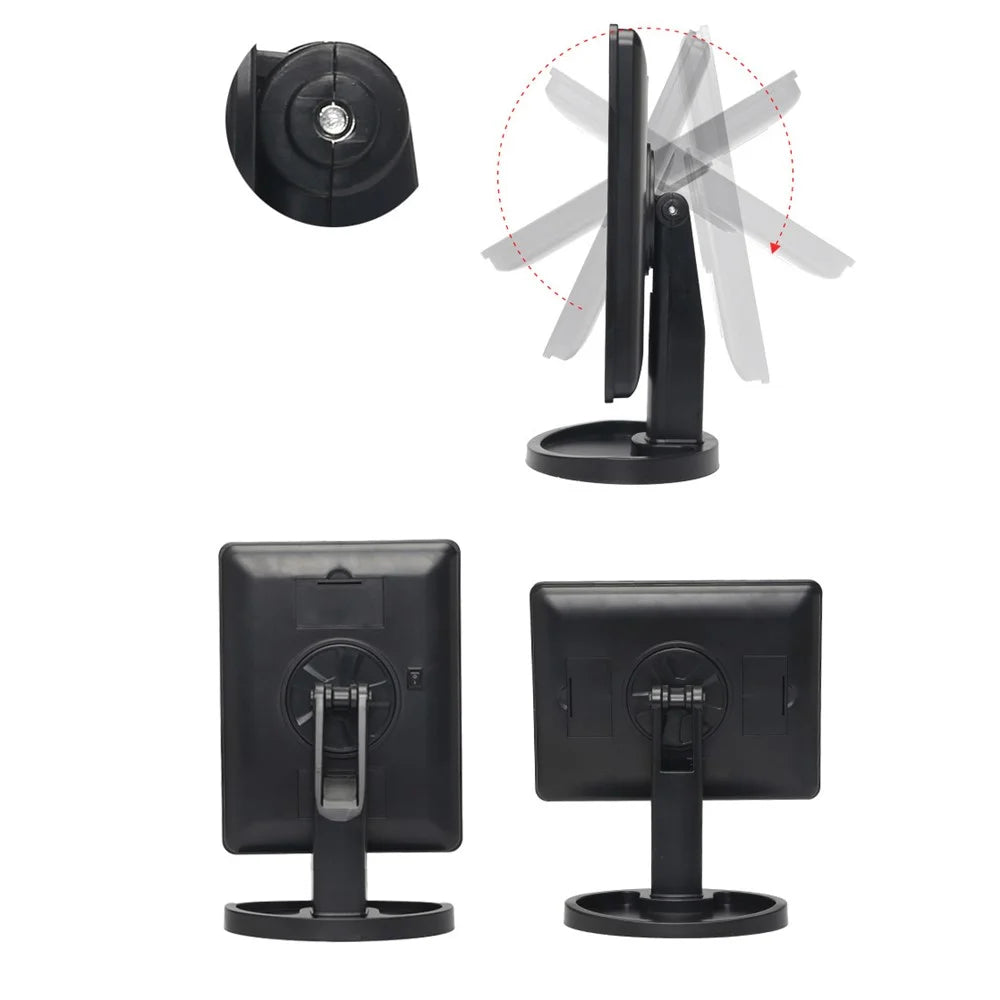 Women's Touch Control LED Cosmetic Mirror Gift with Organizer Stand - Black - 4
