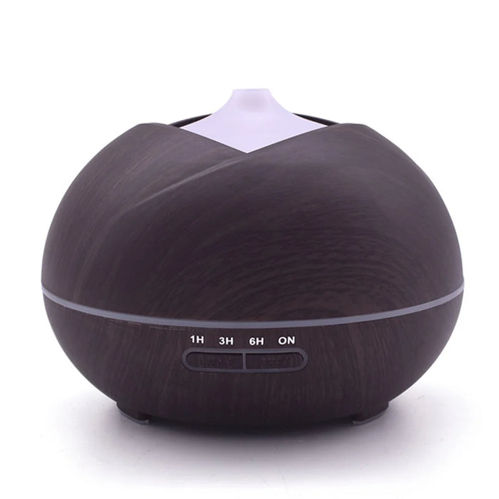 400ml Wood Grain Air Humidifier Essential Oil  Aroma Diffuser with 7 Colors Light - Black / EU Plug - 2