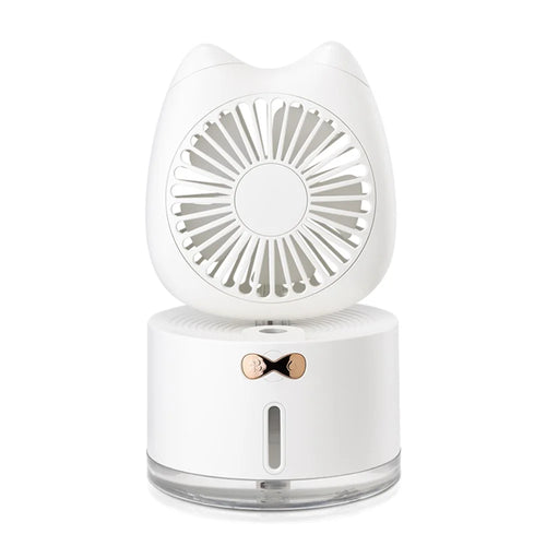 USB 3-in-1 Multi-function Colorful Night Light Desktop Humidifier Cooling Fan - White - 1