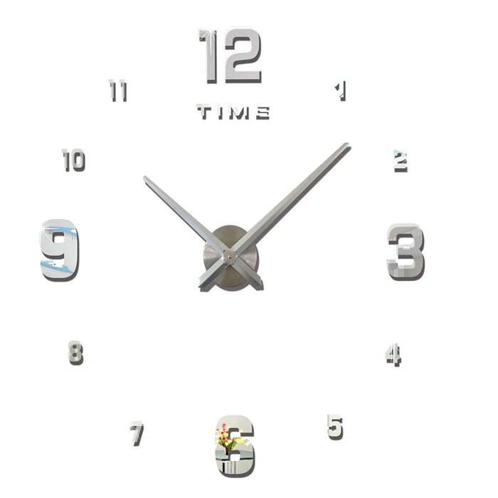 DIY Acrylic Wall Clock Living Room Wall Decorative Clock Sticker Clock - Silver - 1