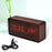 Voice Control Creative Wooden LED Alarm Clock with Temperature Display Table Clock - Coffee / Red LED Numbers - 1