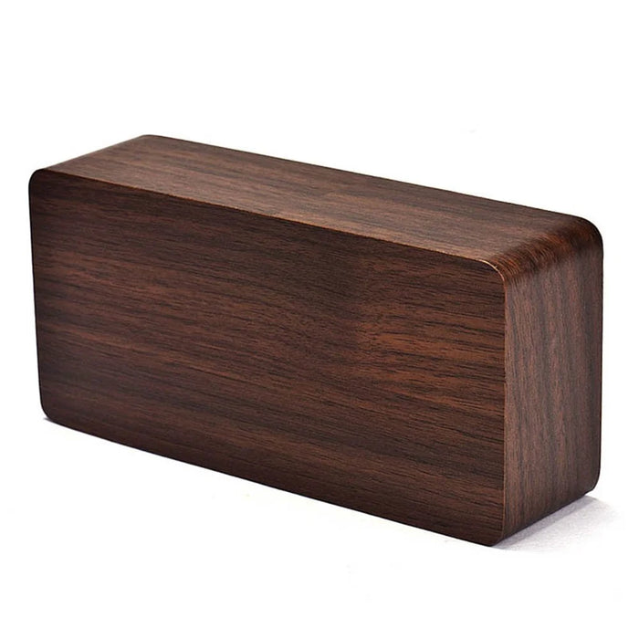 Voice Control Creative Wooden LED Alarm Clock with Temperature Display Table Clock - Coffee / Red LED Numbers - 5