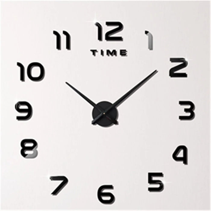 DIY Large Size 3D Mirror Sticker Wall Clock Arabic Numerals Gift (3M004) - Black - 2