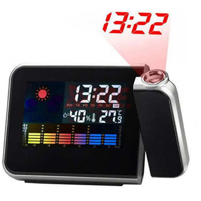 Rotating Time Projection Weather Forecast Electronic Alarm Clock LCD Display - 1