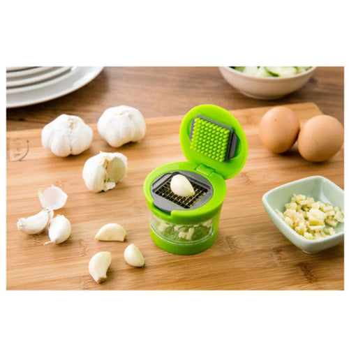 Multifunction Plastic Garlic Press Presser Crusher Slicer Grater Dicing Slicing and Storage Kitchen Vegetable Tool - 1