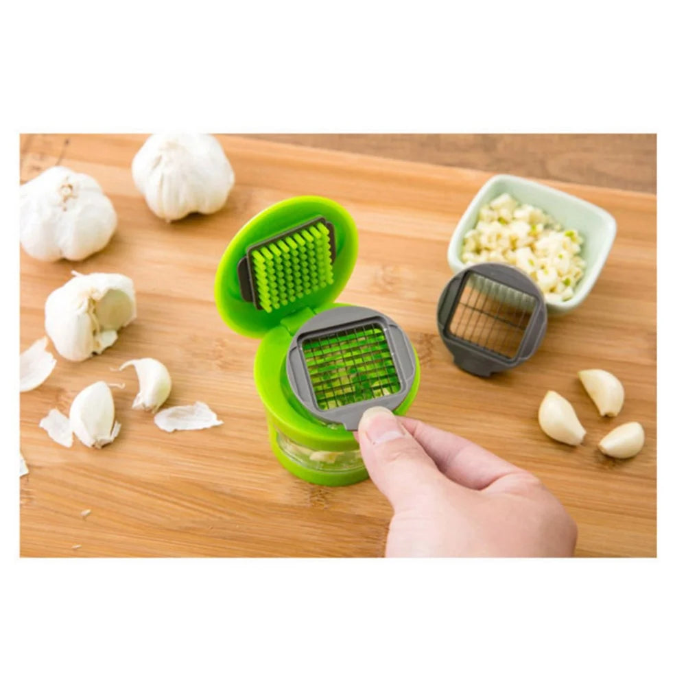 Multifunction Plastic Garlic Press Presser Crusher Slicer Grater Dicing Slicing and Storage Kitchen Vegetable Tool - 6