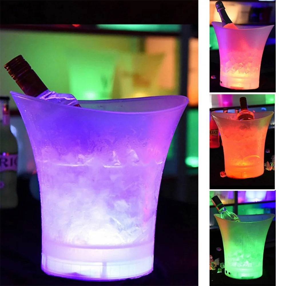 5L LED Color Changing Ice Bucket Champagne Wine Drinks Cooler Bucket - 1
