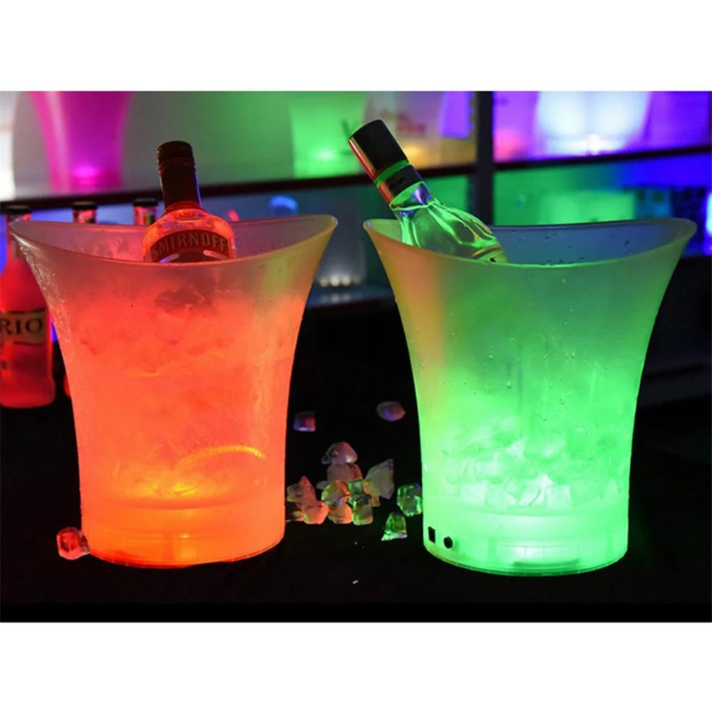 5L LED Color Changing Ice Bucket Champagne Wine Drinks Cooler Bucket - 6