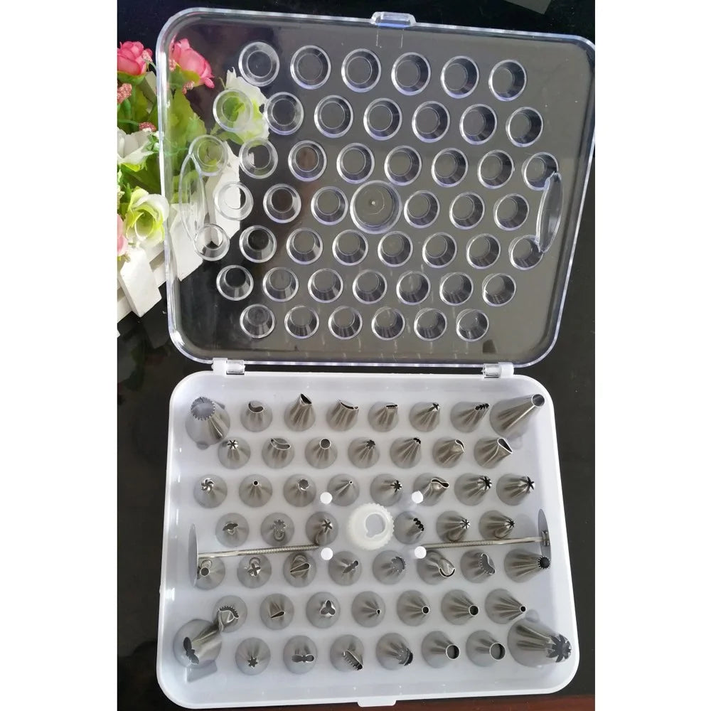 52Pcs/Set Stainless Steel Cake Pastry Icing Piping Nozzles Tip Kit Bakery Accessories - 1