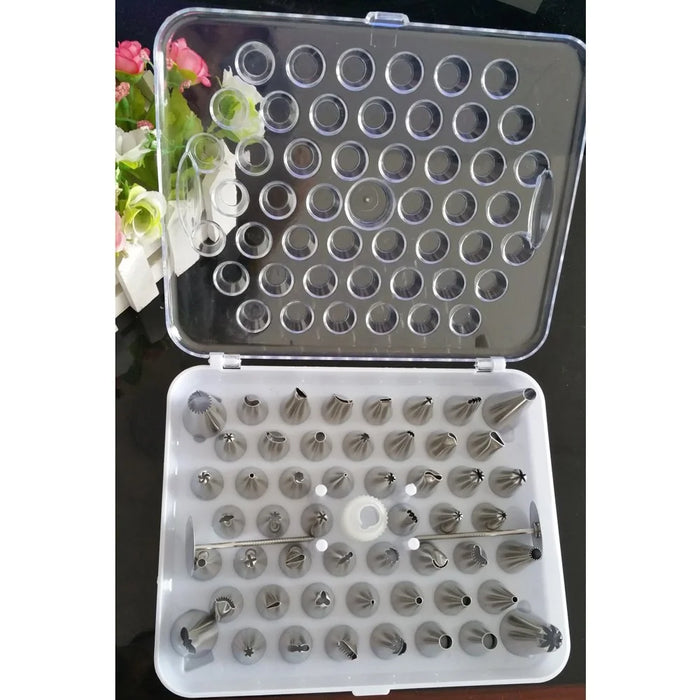 52Pcs/Set Stainless Steel Cake Pastry Icing Piping Nozzles Tip Kit Bakery Accessories - 1