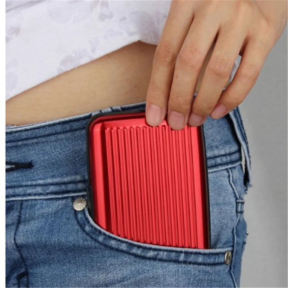 Aluminum Credit Card Name Card Holder Case - Red - 4
