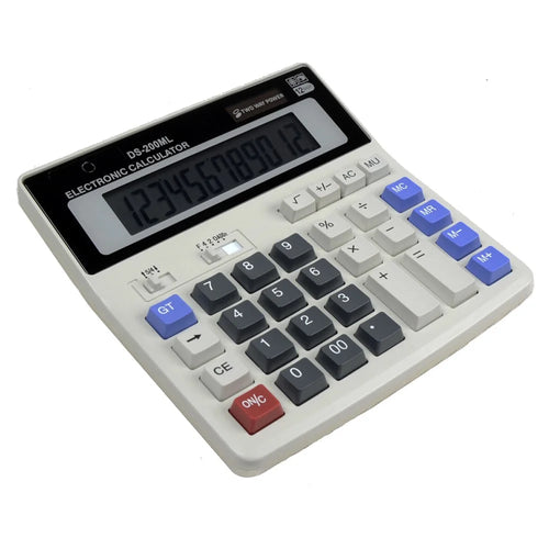 DS-200ML 12-digit LCD display Desktop Calculator Solar and Battery Dual Power Supply for Office School - 1