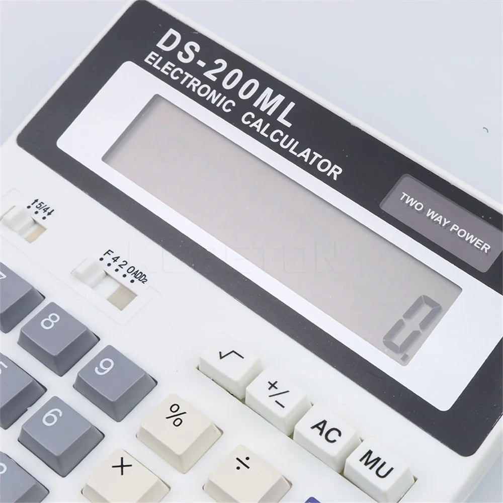 DS-200ML 12-digit LCD display Desktop Calculator Solar and Battery Dual Power Supply for Office School - 2