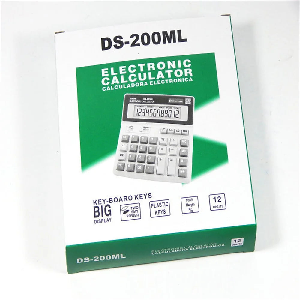 DS-200ML 12-digit LCD display Desktop Calculator Solar and Battery Dual Power Supply for Office School - 6