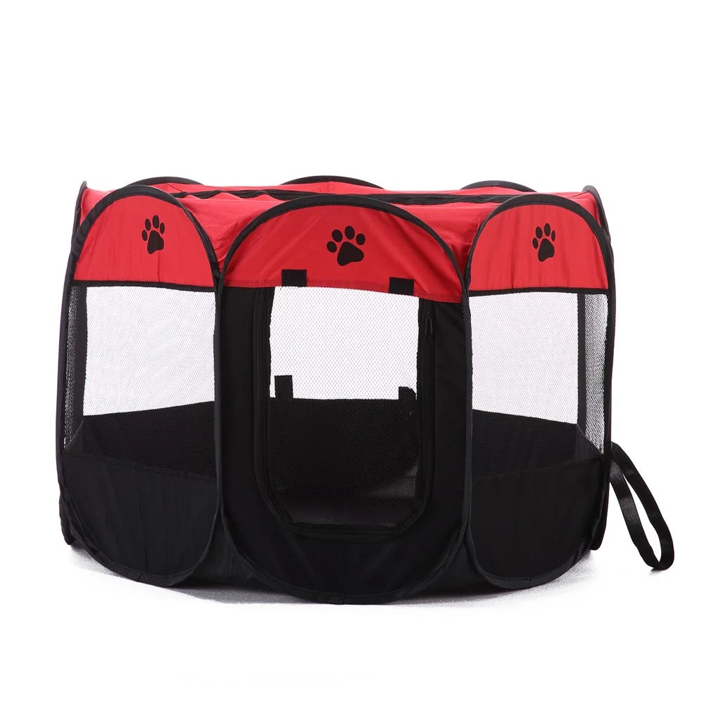 8-side Foldable Pet Tent Dog House Cage Dog Cat Tent Puppy Kennel Gift, Size: 72 x 72 x 45cm - Red - 4