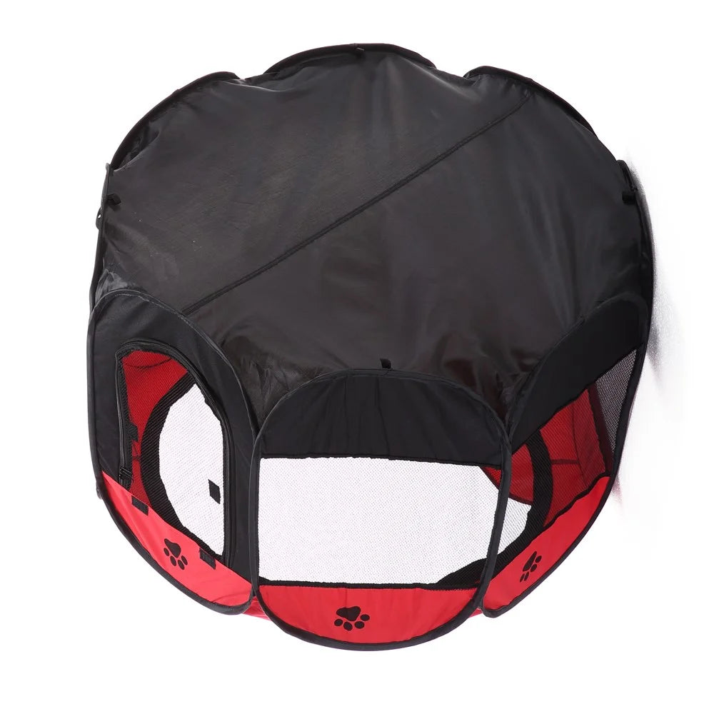 8-side Foldable Pet Tent Dog House Cage Dog Cat Tent Puppy Kennel Gift, Size: 72 x 72 x 45cm - Red - 5