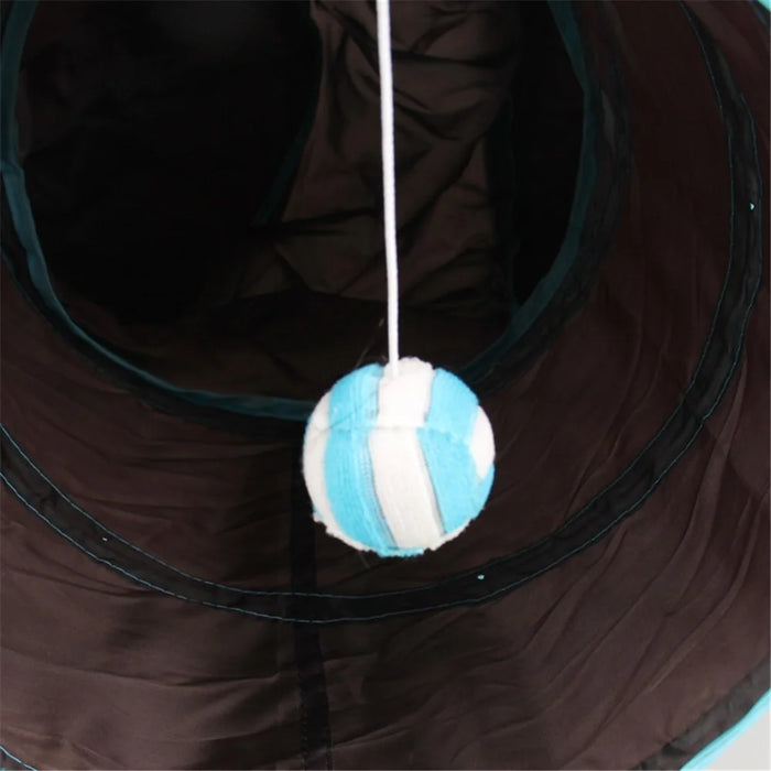 3 Channels Folding Pet Dog Toy Tunnel Roll Puppy Cat Sleeping Tents Bed with Bell Ball - 3