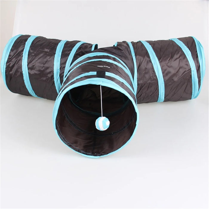 3 Channels Folding Pet Dog Toy Tunnel Roll Puppy Cat Sleeping Tents Bed with Bell Ball - 5