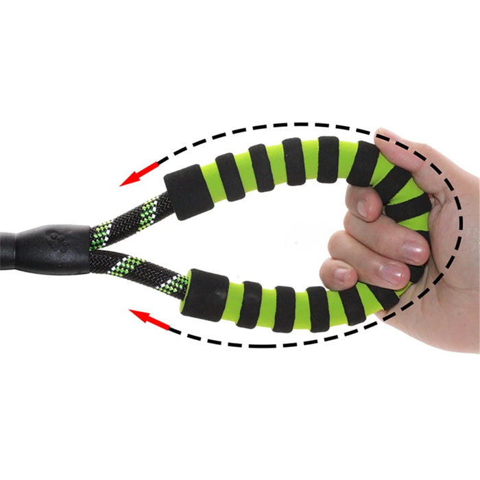 Reflective Nylon Dog Pet Round Traction Leash Strap Gift with Padded Handle - Green - 2