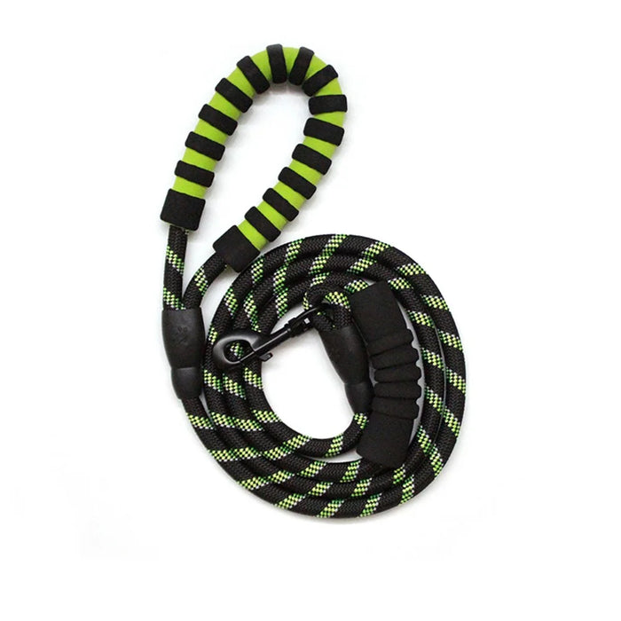 Reflective Nylon Dog Pet Round Traction Leash Strap Gift with Padded Handle - Green - 6
