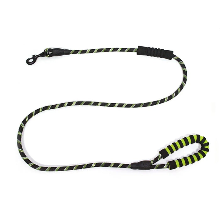 Reflective Nylon Dog Pet Round Traction Leash Strap Gift with Padded Handle - Green - 7