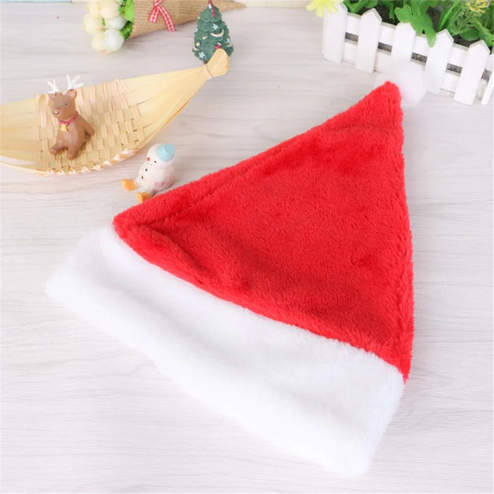 6Pcs Plush Christmas Halloween Costume Santa Claus Hat Comfort Liner Classic Santa Hat for Christmas New Year Party - for Adults - 1