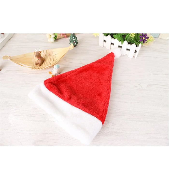 6Pcs Plush Christmas Halloween Costume Santa Claus Hat Comfort Liner Classic Santa Hat for Christmas New Year Party - for Adults - 3