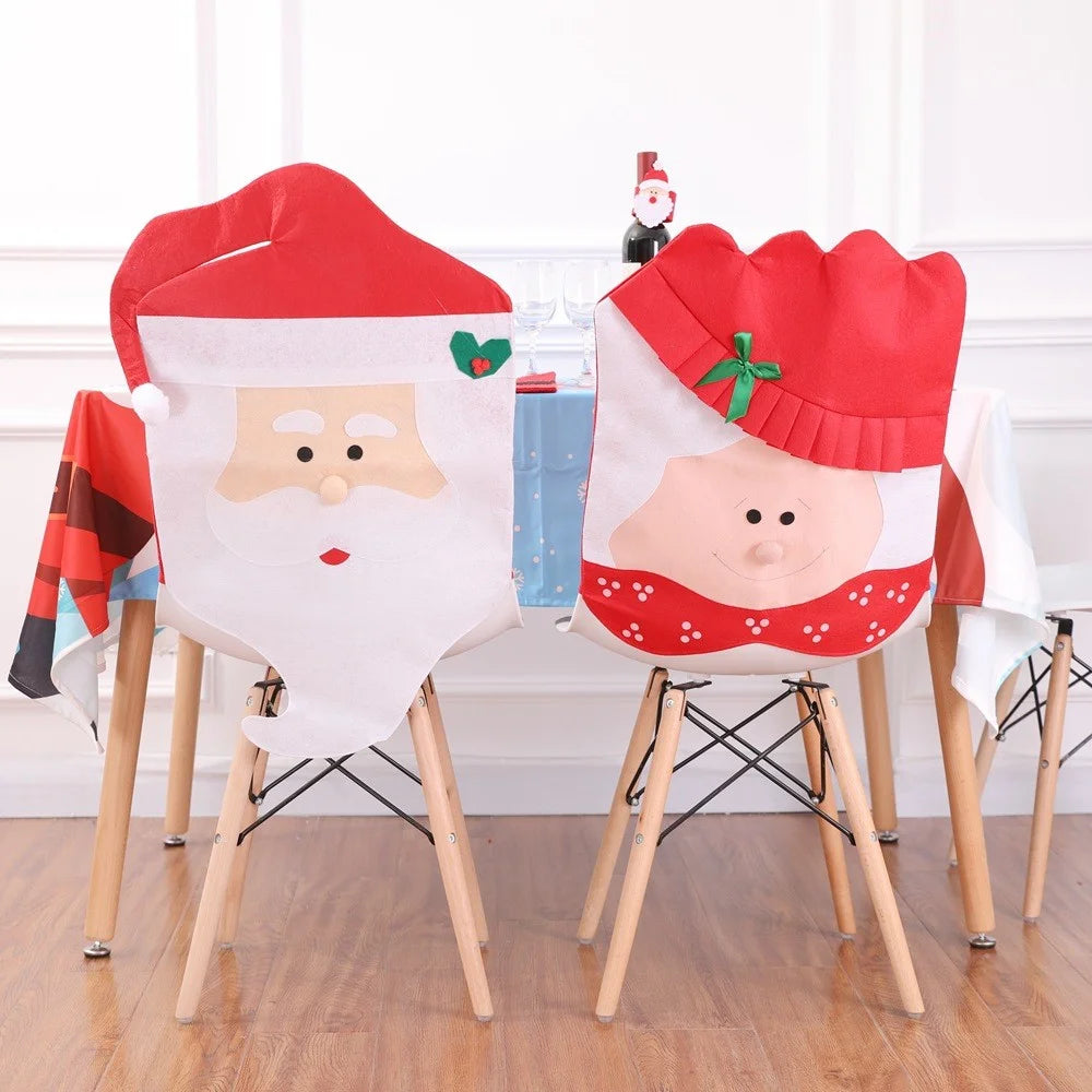 Non-Woven Cloth Hat Christmas Snowman Tableware Chair Cover Home Decor - Snowman - 2