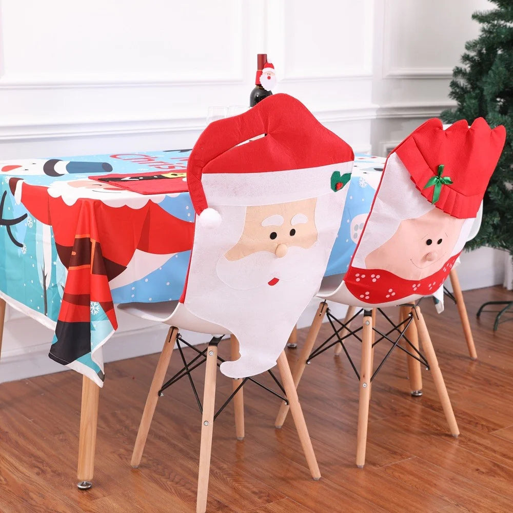 Non-Woven Cloth Hat Christmas Snowman Tableware Chair Cover Home Decor - Snowman - 5