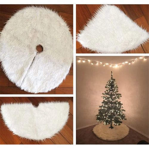 Plush Christmas Tree Skirt Pure White Tree Skirt for Christmas Decoration Home Decor - Diameter: 122cm - 1