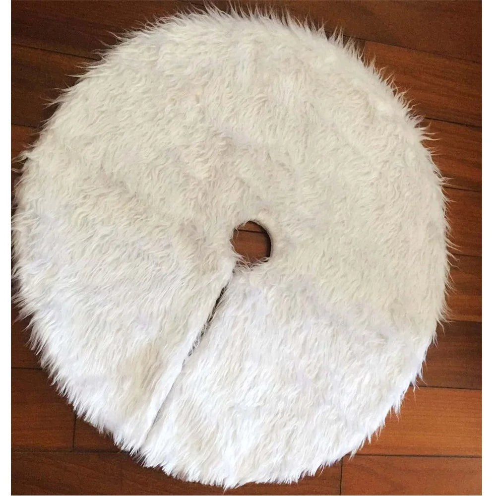 Plush Christmas Tree Skirt Pure White Tree Skirt for Christmas Decoration Home Decor - Diameter: 122cm - 2