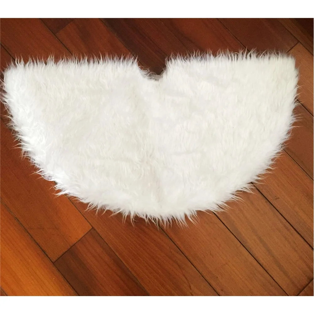 Plush Christmas Tree Skirt Pure White Tree Skirt for Christmas Decoration Home Decor - Diameter: 122cm - 5