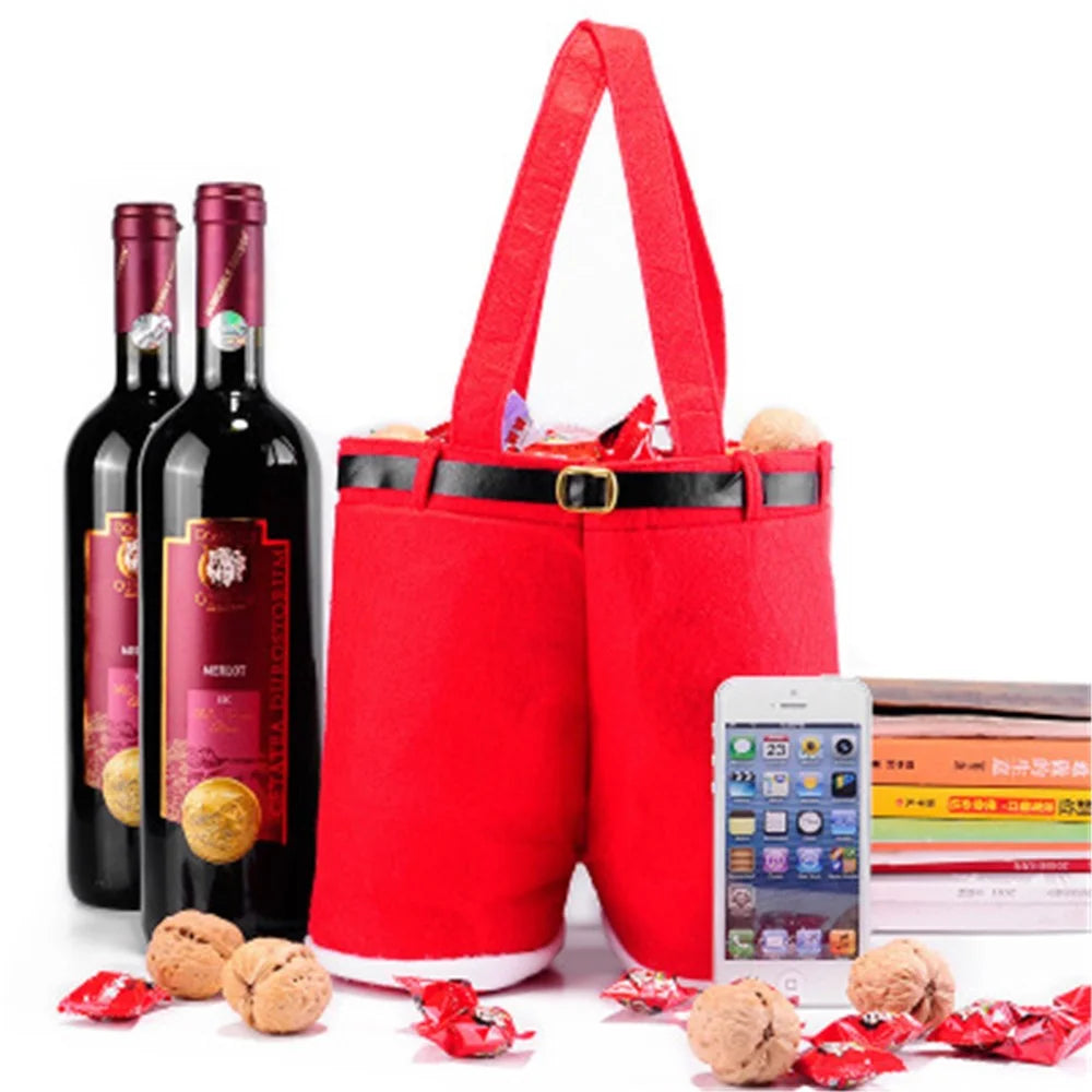 Christmas Wine Cover Red Wine Bottle Cover Christmas Gift Cover Candies Bag - Red - 1