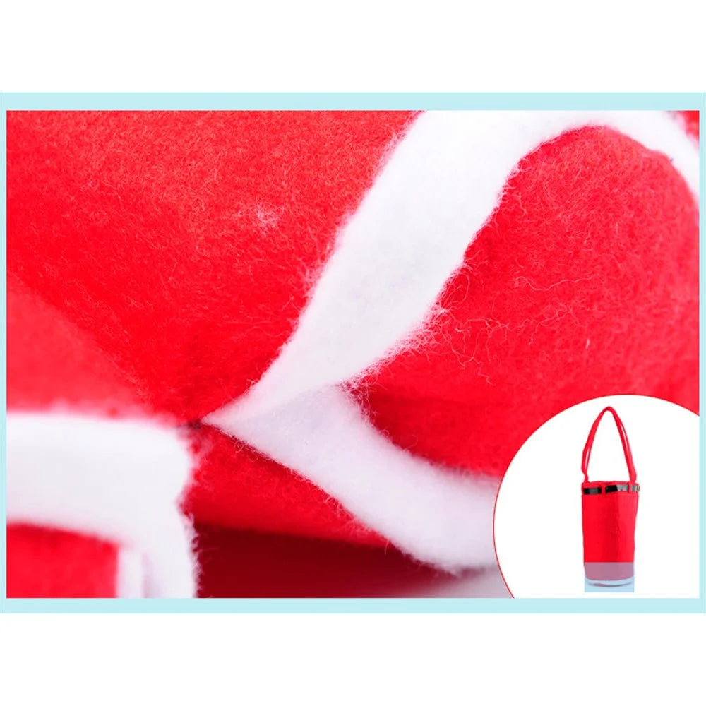 Christmas Wine Cover Red Wine Bottle Cover Christmas Gift Cover Candies Bag - Red - 4