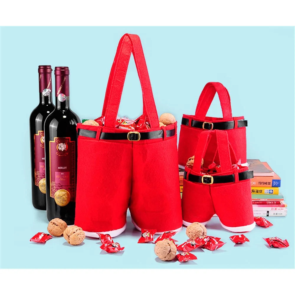 Christmas Wine Cover Red Wine Bottle Cover Christmas Gift Cover Candies Bag - Red - 6