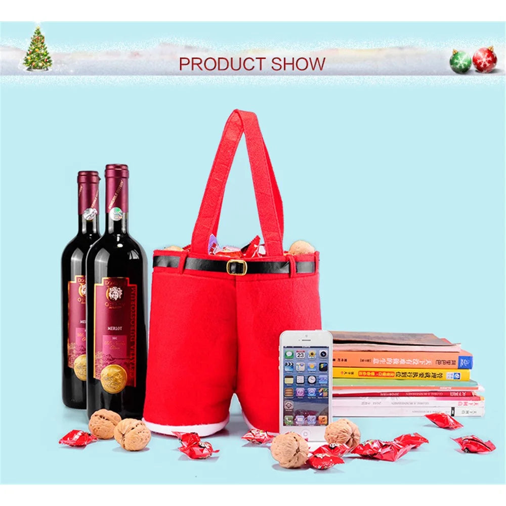 Christmas Wine Cover Red Wine Bottle Cover Christmas Gift Cover Candies Bag - Red - 7