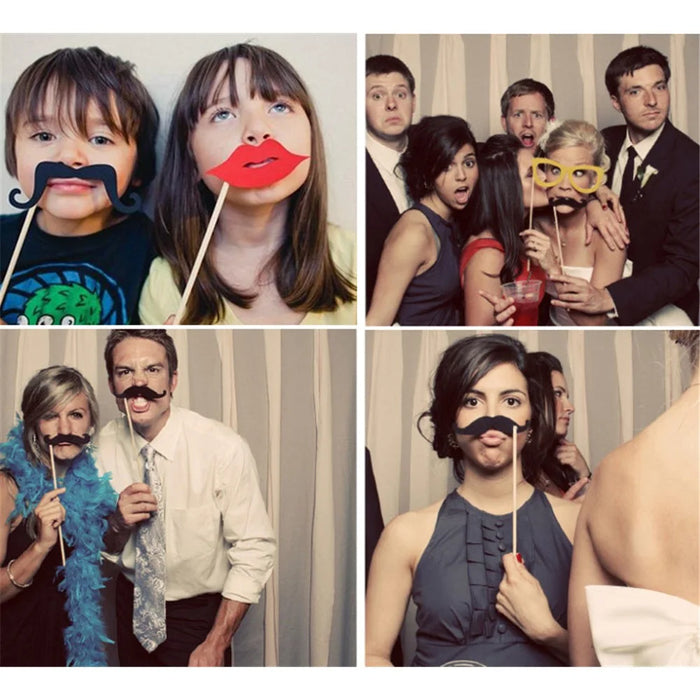 58PCS Photo Booth Props Mustache Lip Bowknot DIY Kit Gift for New Year Christmas - 5