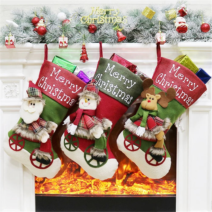 Christmas Sock Gift Bag Christmas Tree Ornaments Candy Bag - Elk - 4